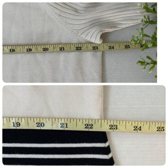 Eliza J Placed Stripe Midi Sweater Dress Plus Size 3X Ivory Black A Line - Picture 6 of 7